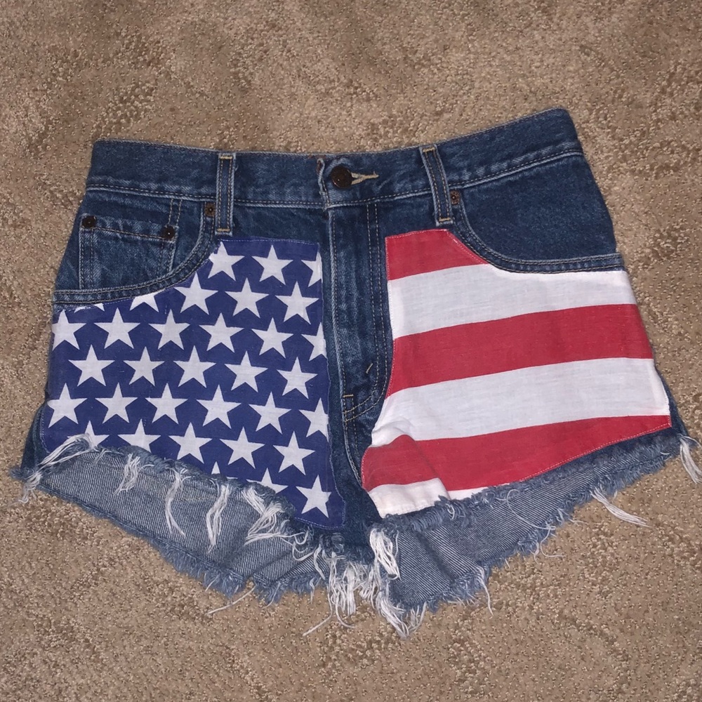 Levi High Waisted American Flag Shorts
